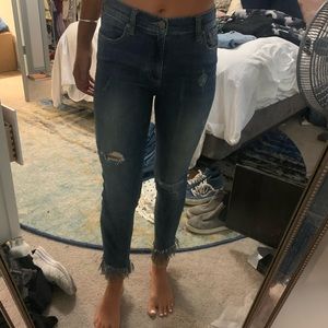 Free people frayed ankle jeans